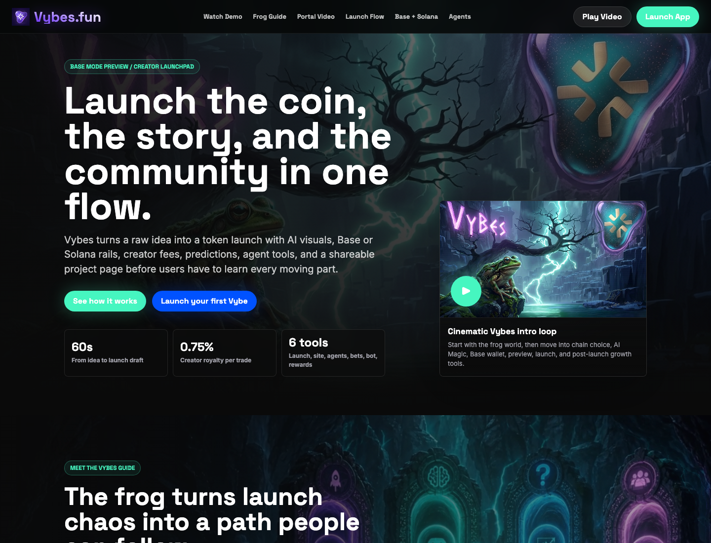 Vybes.fun homepage
